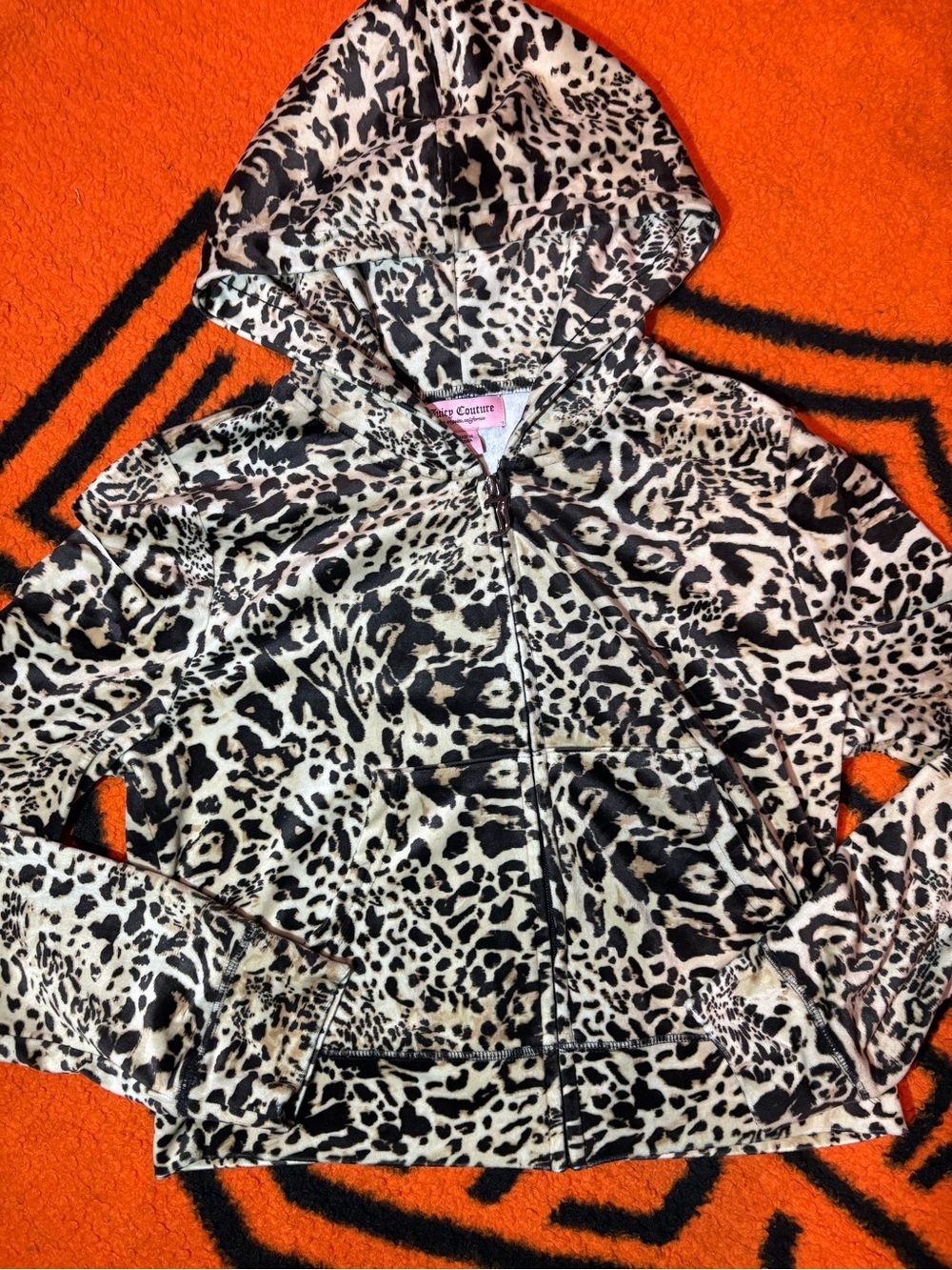 Juicy Couture Black & Cream Leopard Zip Hoodie